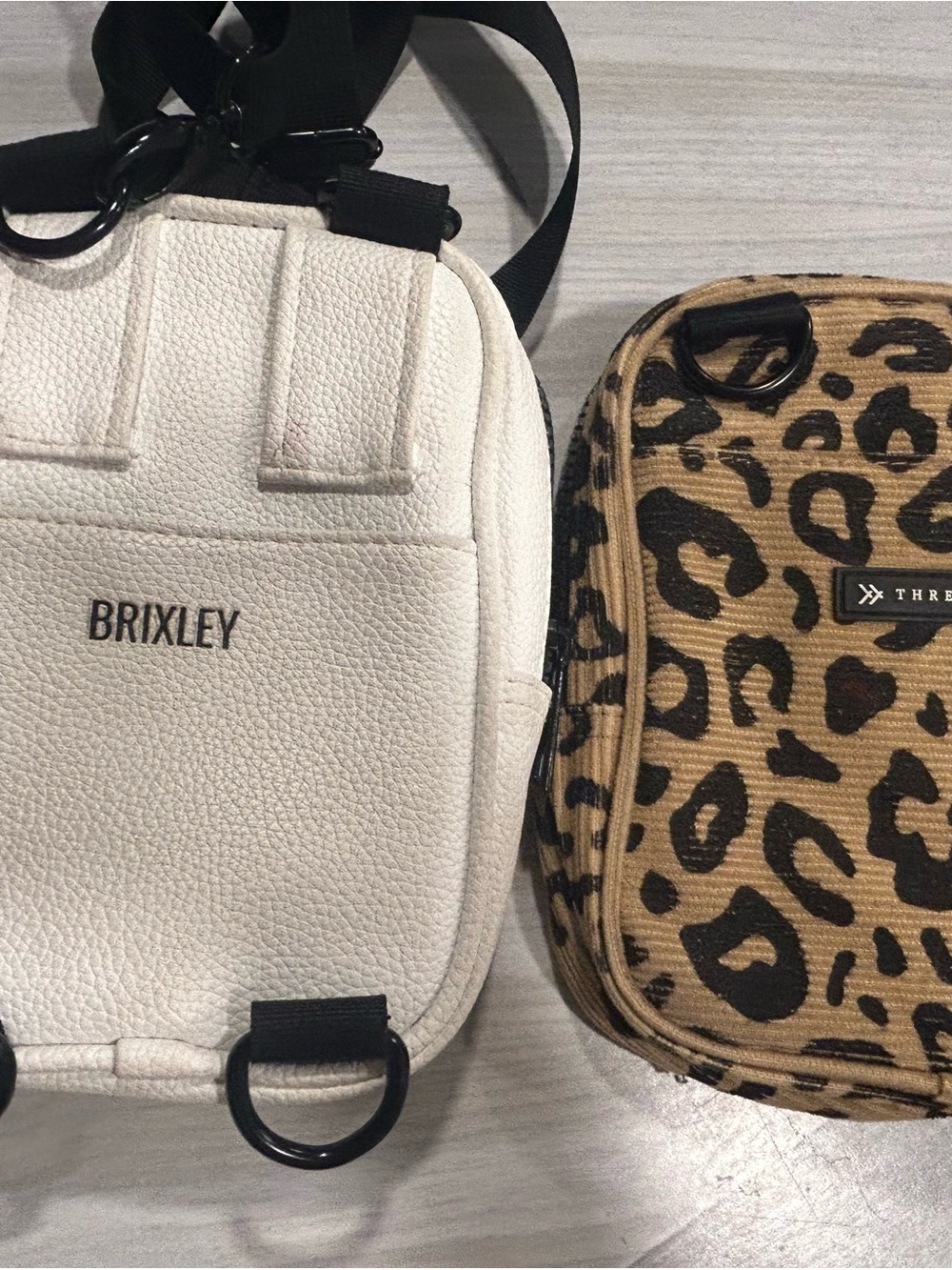 White Brixley and Leopard Thread Crossbody Bags with Black Zipper - Picture 3 of 8